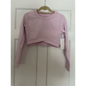 L*Space Pink Long Sleeve Crop Top XL New With Tags Athletic Activewear